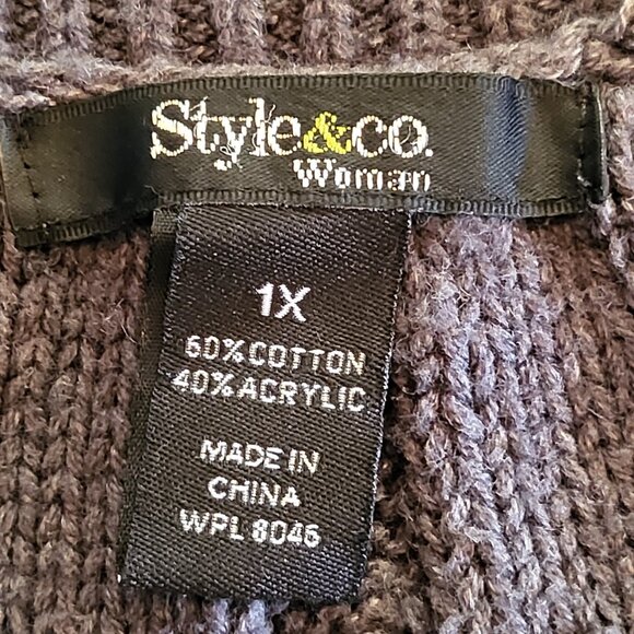 Style & Co Woman grey cable knit short sleeve sweater dress with pockets size 1X - Picture 7 of 13